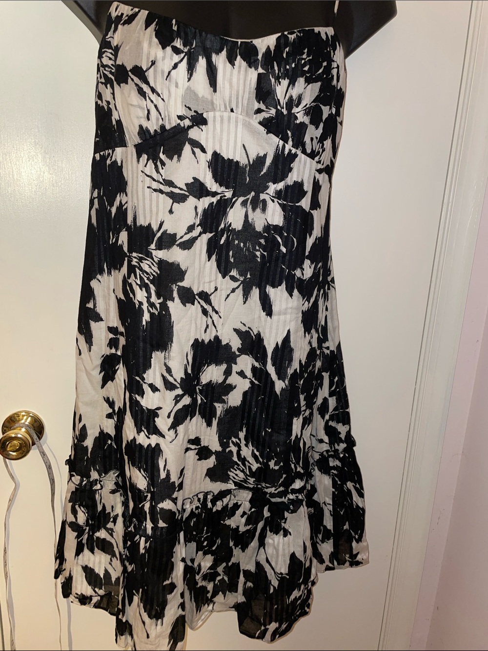 LOFT B/W Cotton lined Sundress with Side Zipper Adjustable Straps 12-14